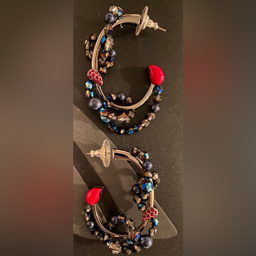 20 - Vintage Stamped Swarovski Hoop Earrings
